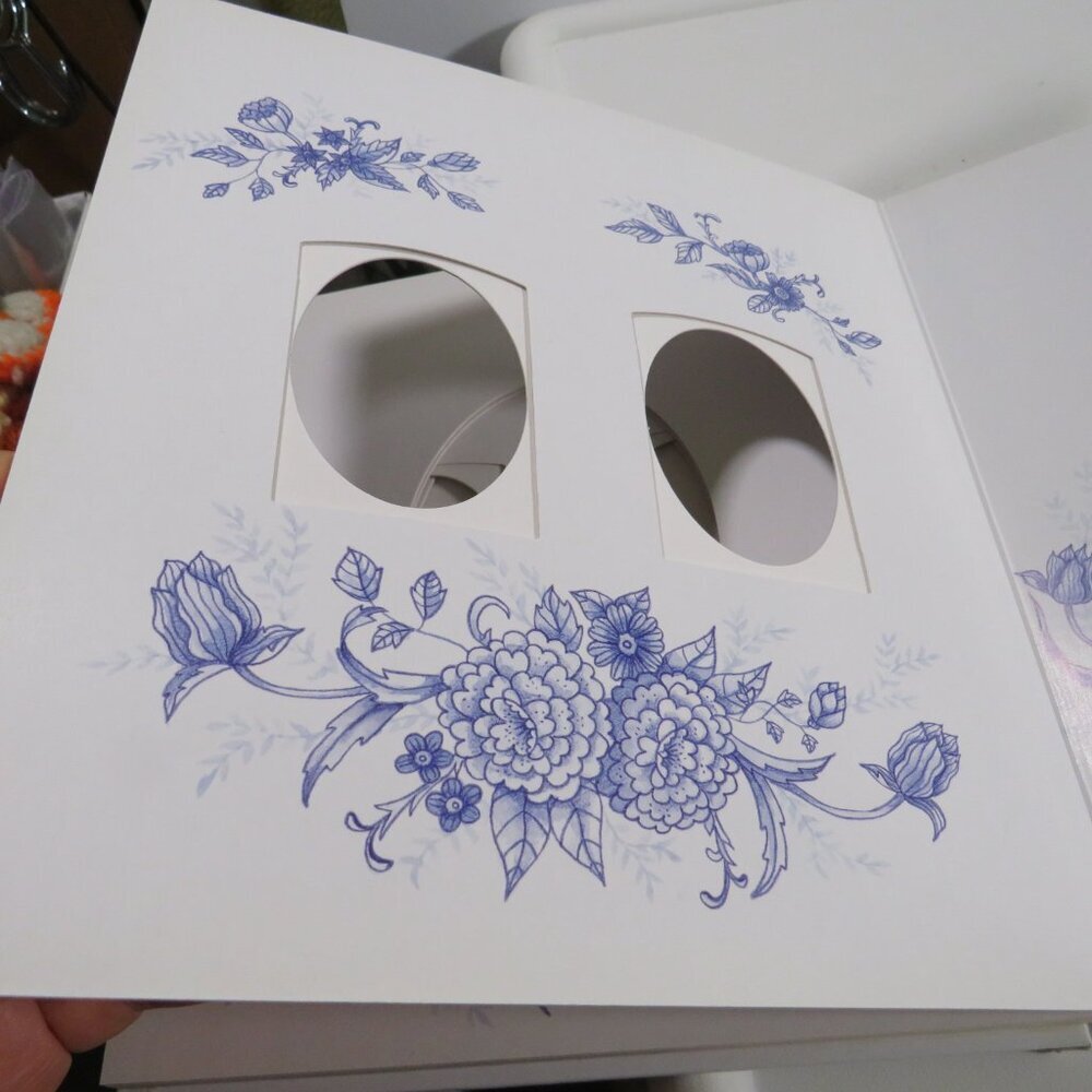 Vintage Style Photo Album: frame style, French Blue and White Floral Toile Twall